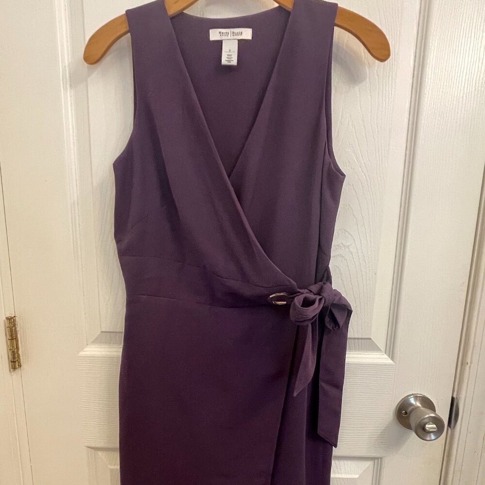 White HMouse Black Market Purple Faux Wrap Midi Sheath Dress Size 2